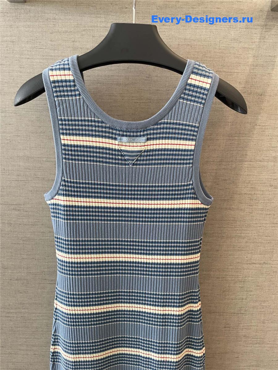 Pra*a periwinkle blue striped cotton dress