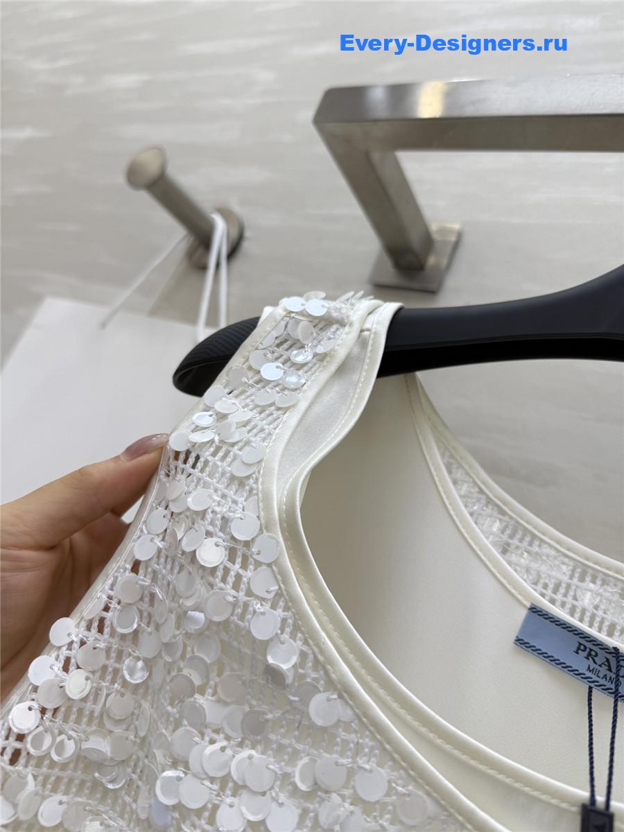 Pra*a white sequined tank top