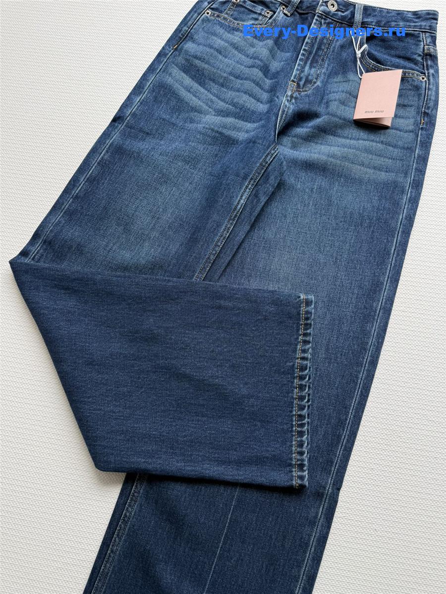 Miu Miu Washed Jeans with Embroidered Logo