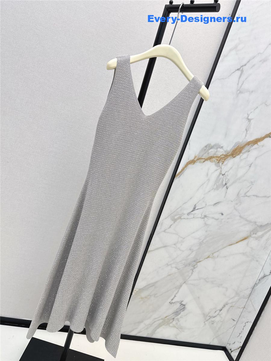 Balmain Gray Knit Vest Dress