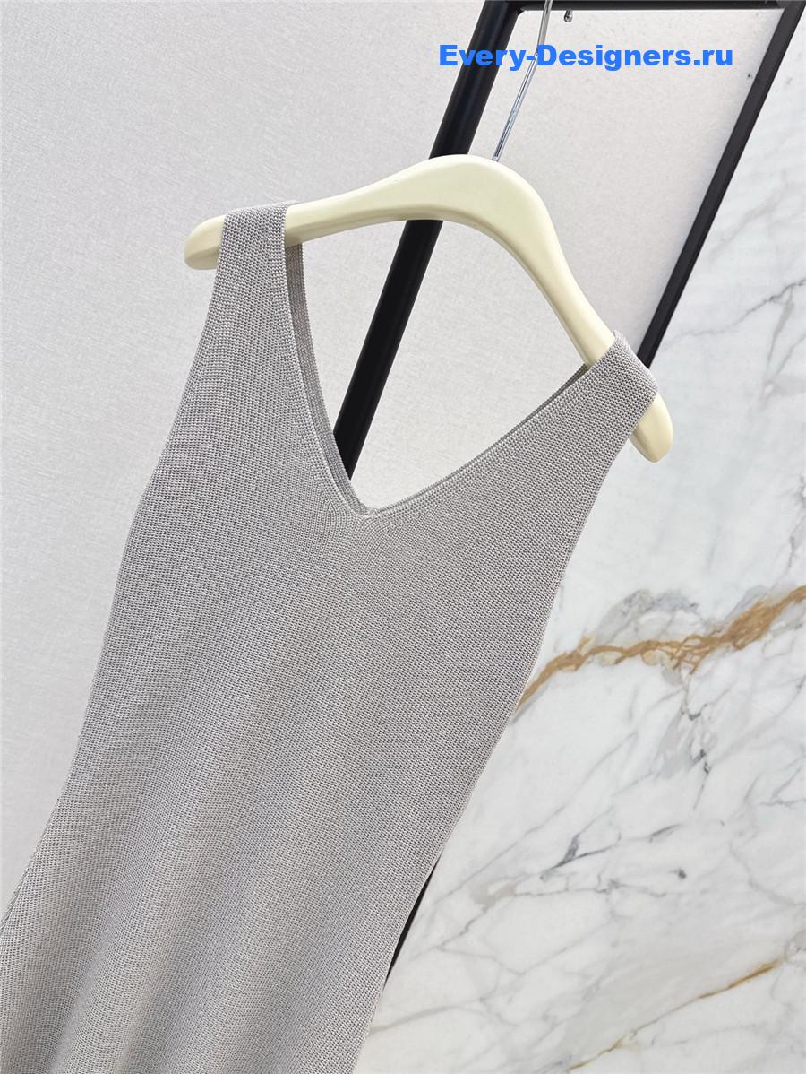 Balmain Gray Knit Vest Dress