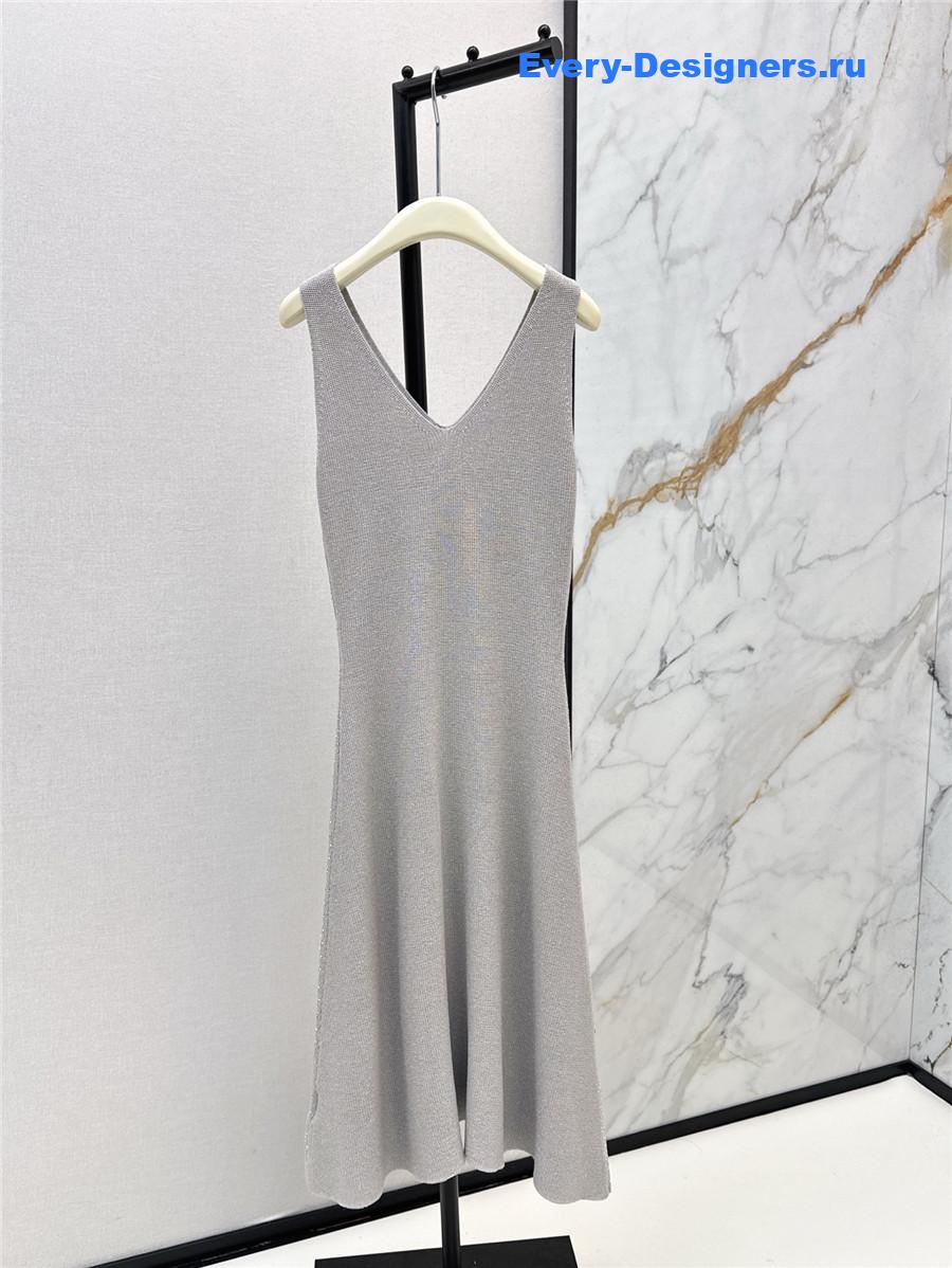 Balmain Gray Knit Vest Dress