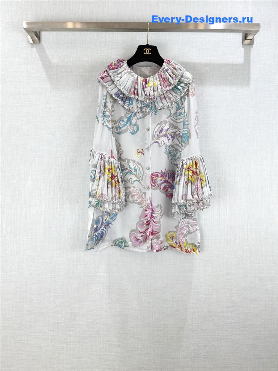 Ch**el feather print silk top