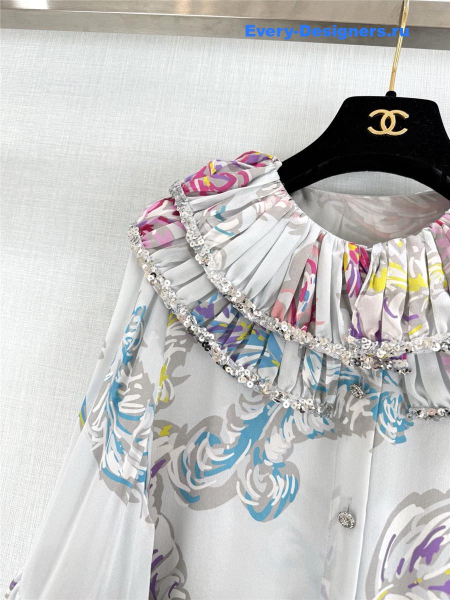 Ch**el feather print silk top