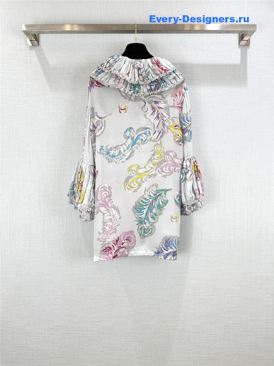 Ch**el feather print silk top