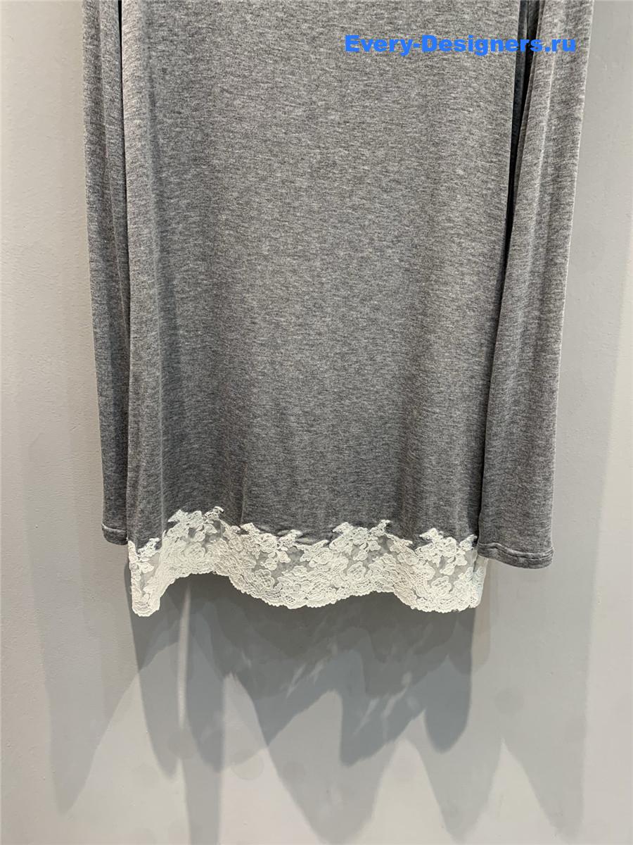 Miu Miu Lace-Trimmed Mini Dress Grey