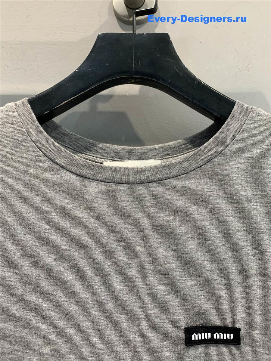 Miu Miu Lace-Trimmed Mini Dress Grey