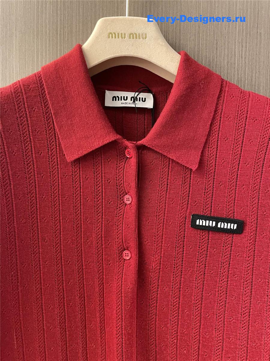 Miu Miu Red Cashmere Polo Sweater