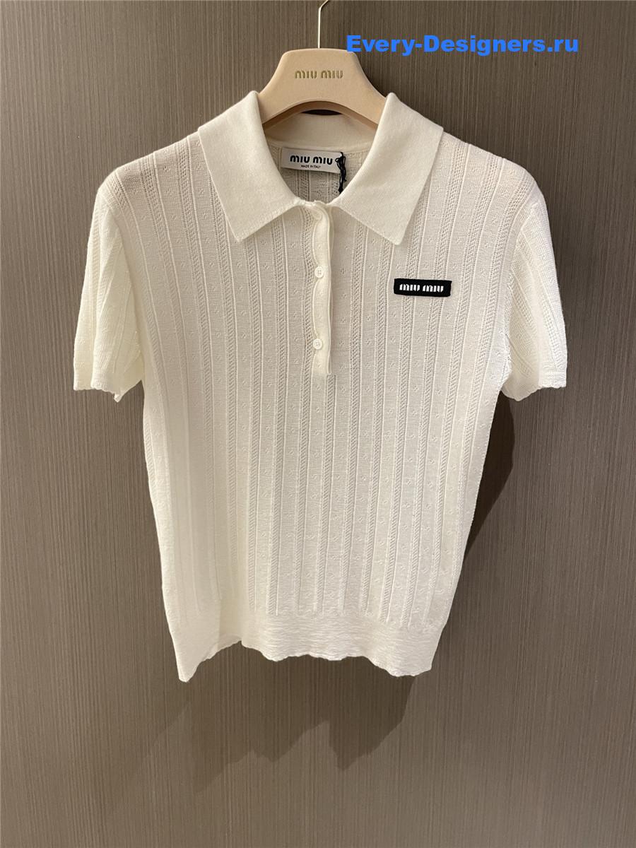 Miu Miu White Cashmere Polo Sweater