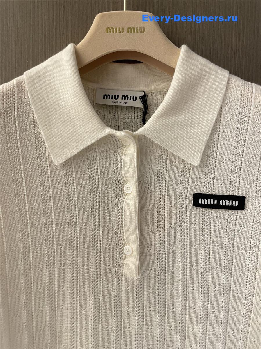 Miu Miu White Cashmere Polo Sweater