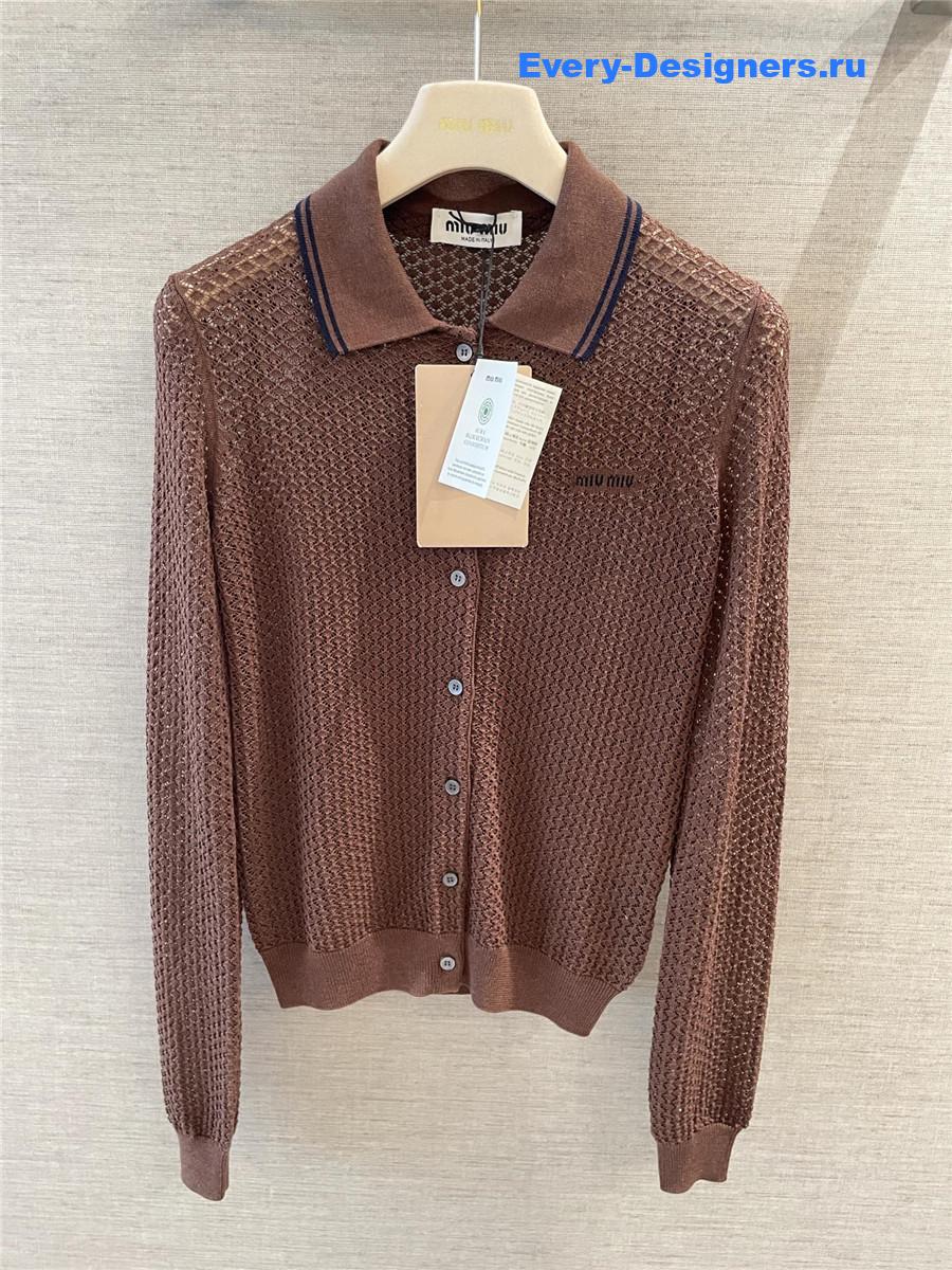 Miu Miu Cocoa Brown Cotton Cardigan