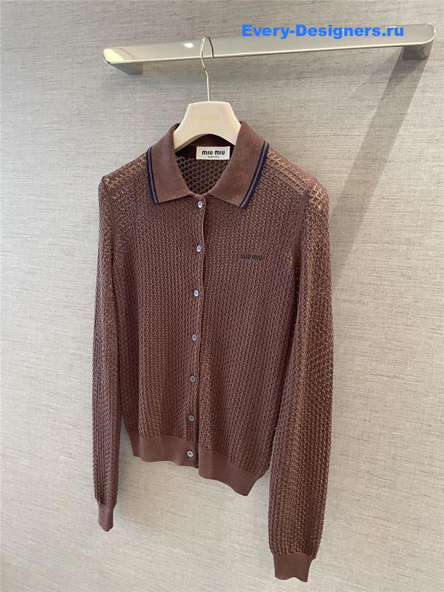 Miu Miu Cocoa Brown Cotton Cardigan