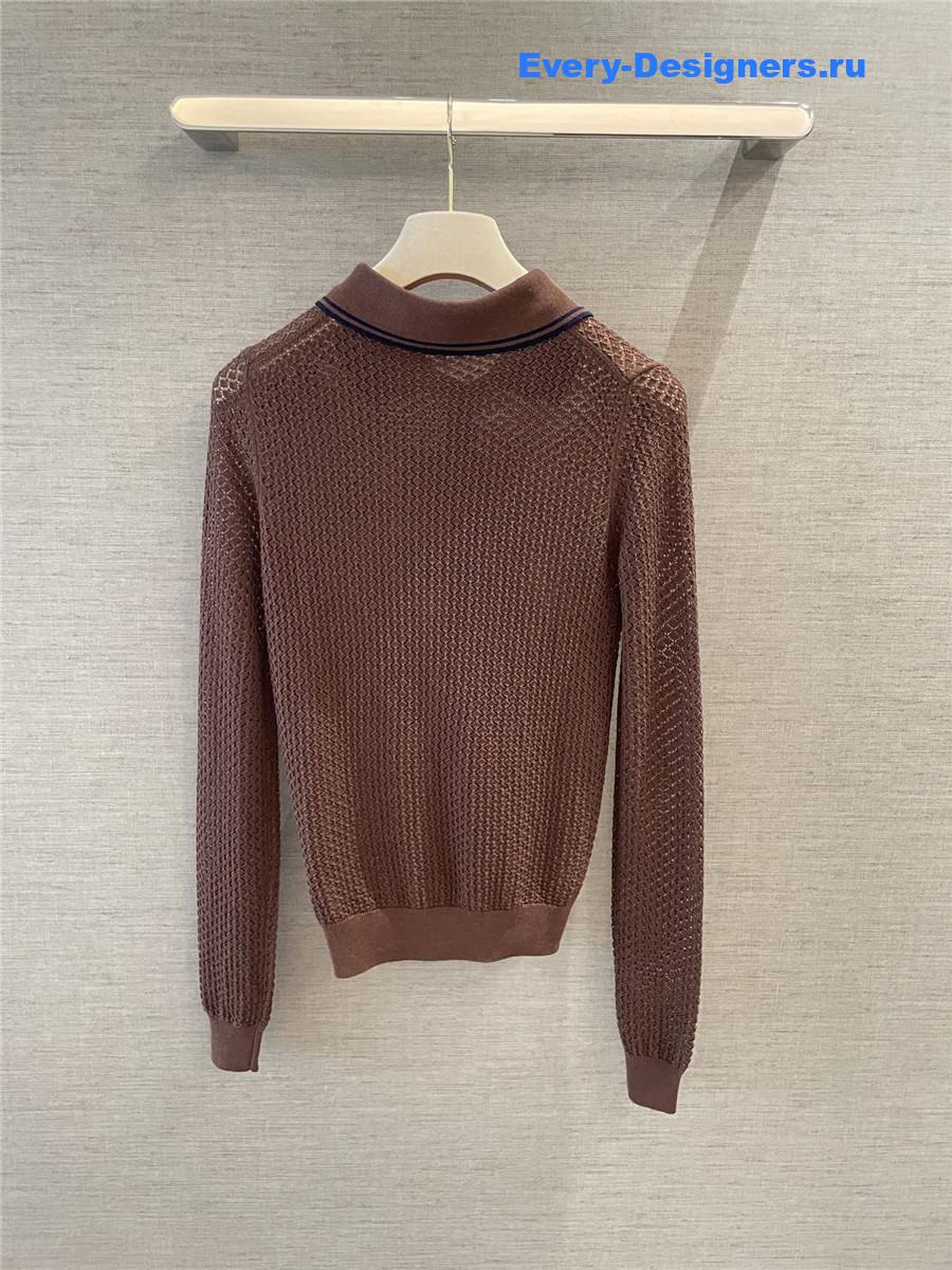 Miu Miu Cocoa Brown Cotton Cardigan