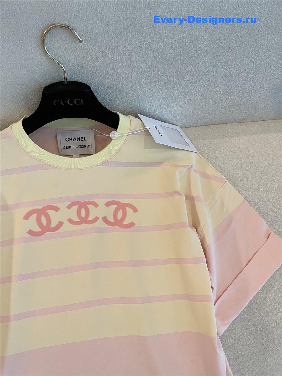 Ch**el cc logo striped cotton top