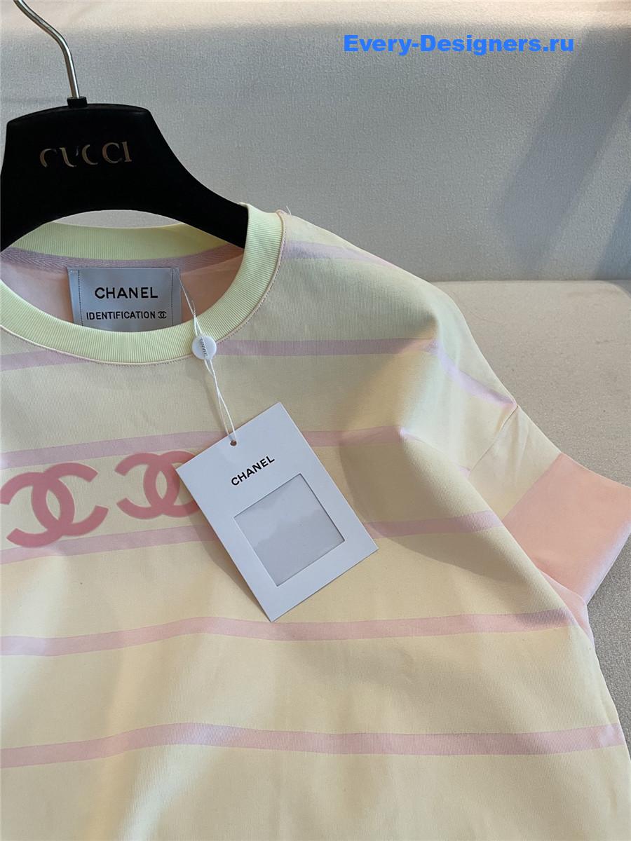 Ch**el cc logo striped cotton top