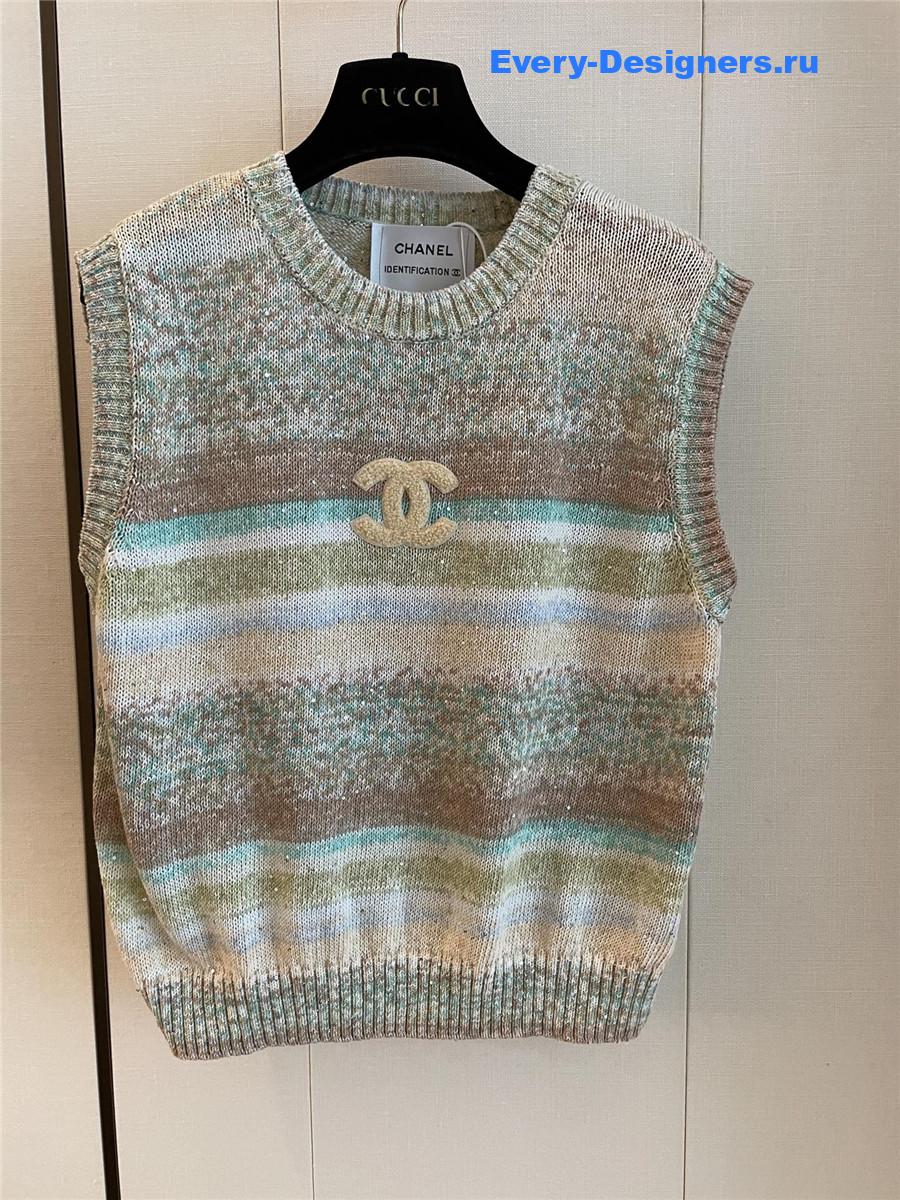 Ch**el rainbow sequin striped vest