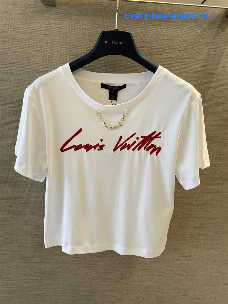 l0vis Vvtt0n cursive crop top