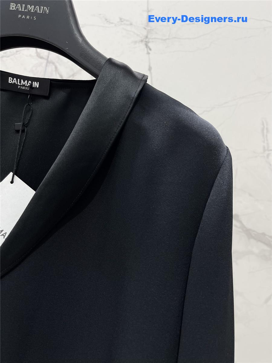 Balmain Black Silk Satin Shirt