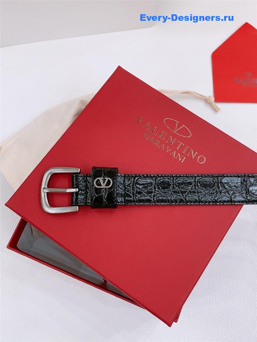 Va1e*ntin0 silver vlogo belt in black