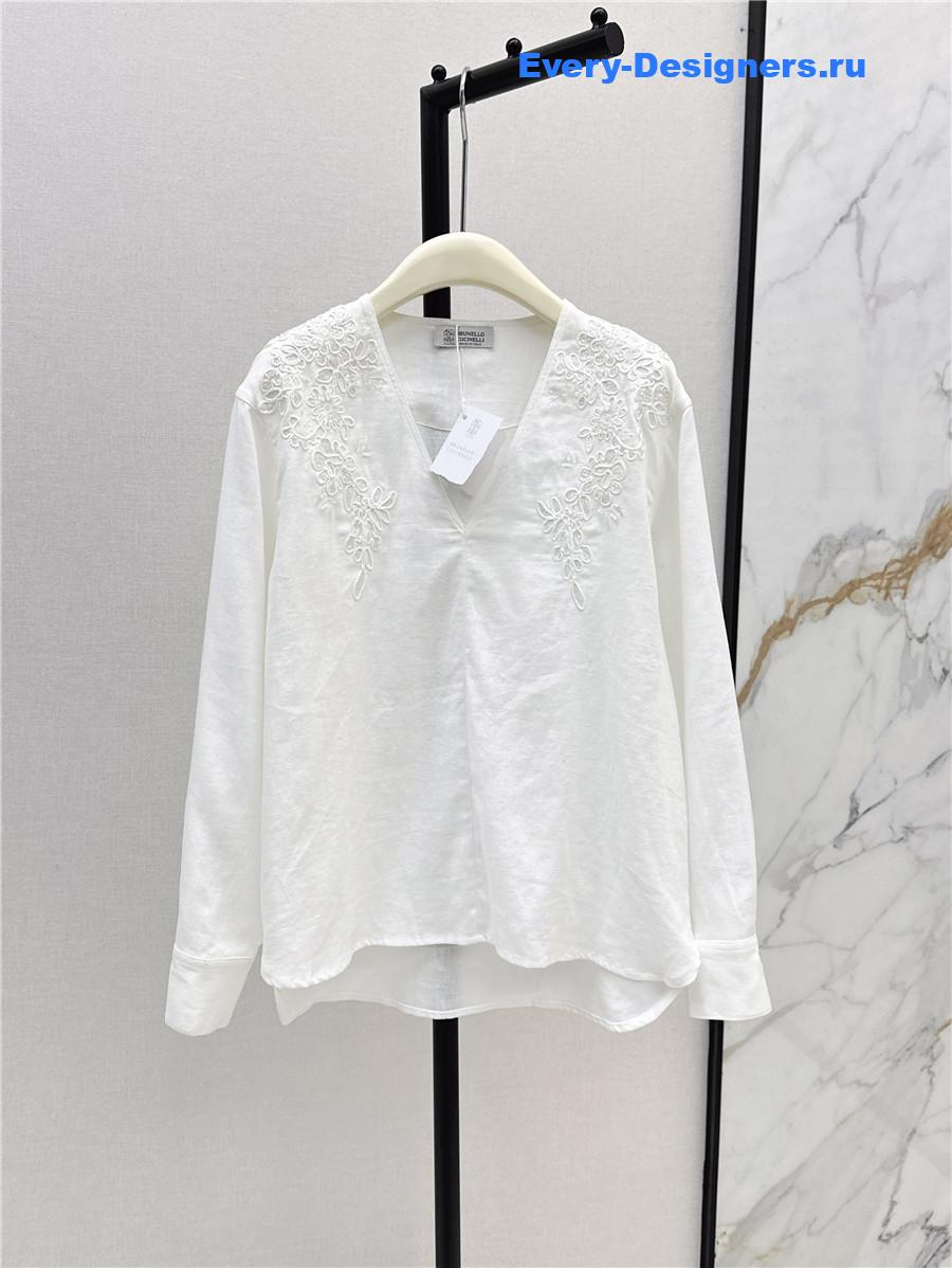 BC White Embroidered Linen Top