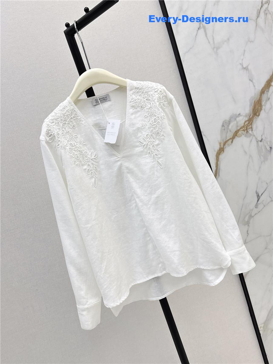 BC White Embroidered Linen Top