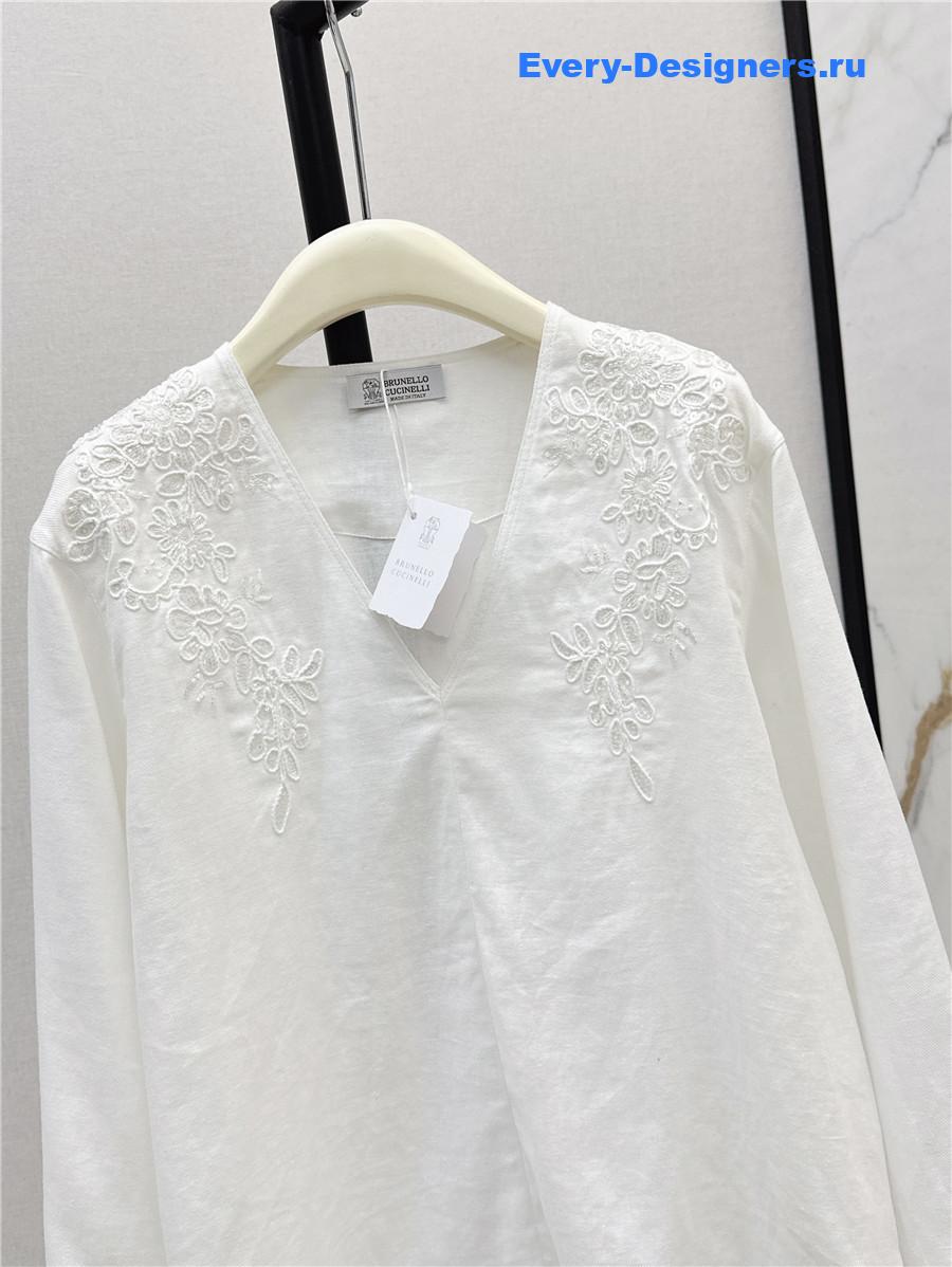 BC White Embroidered Linen Top