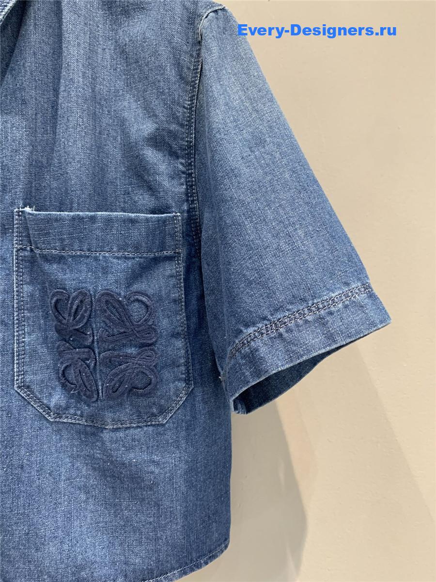 L0ew* anagram-patch blue shirt