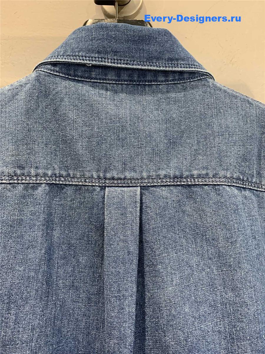 L0ew* anagram-patch blue shirt