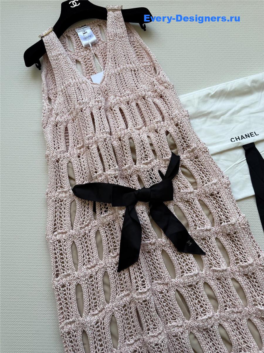 Ch**el pink hollow knit skirt