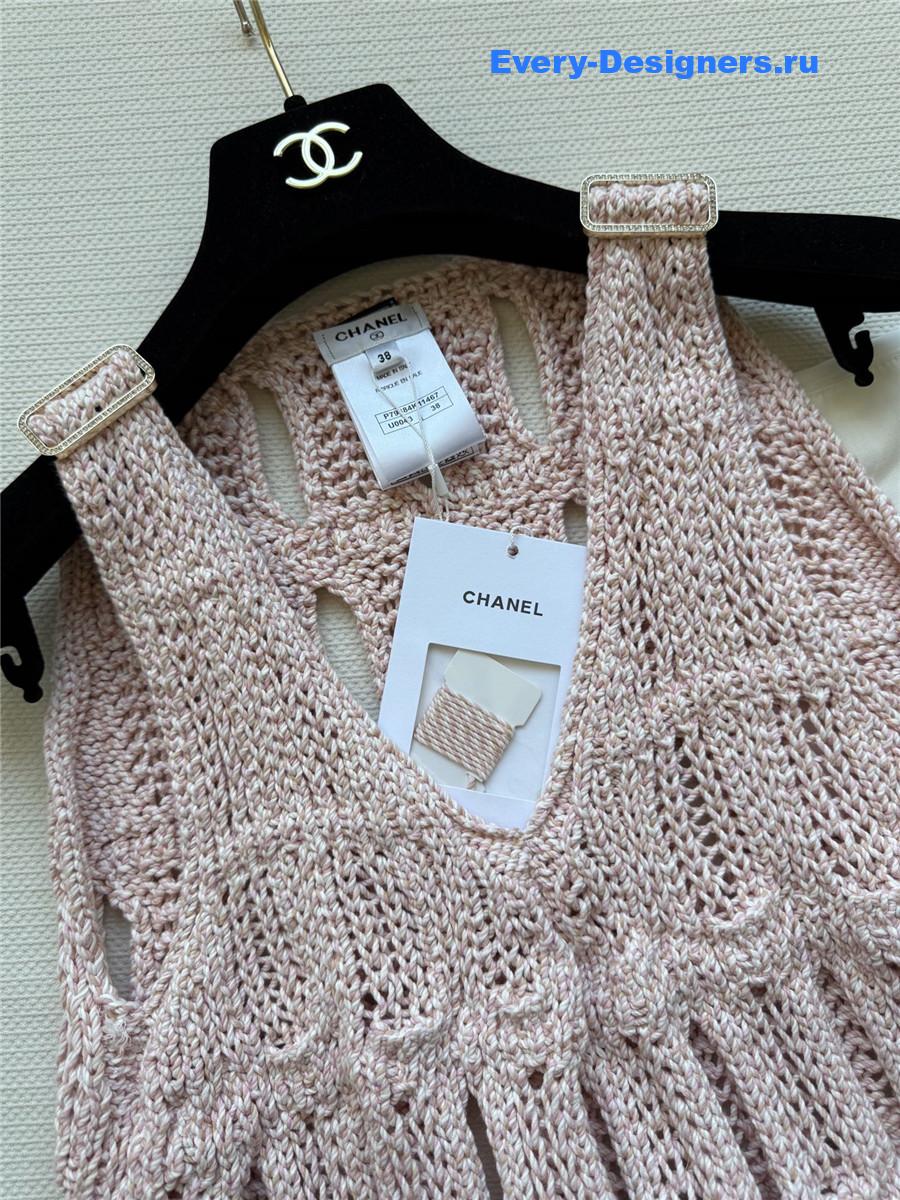 Ch**el pink hollow knit skirt