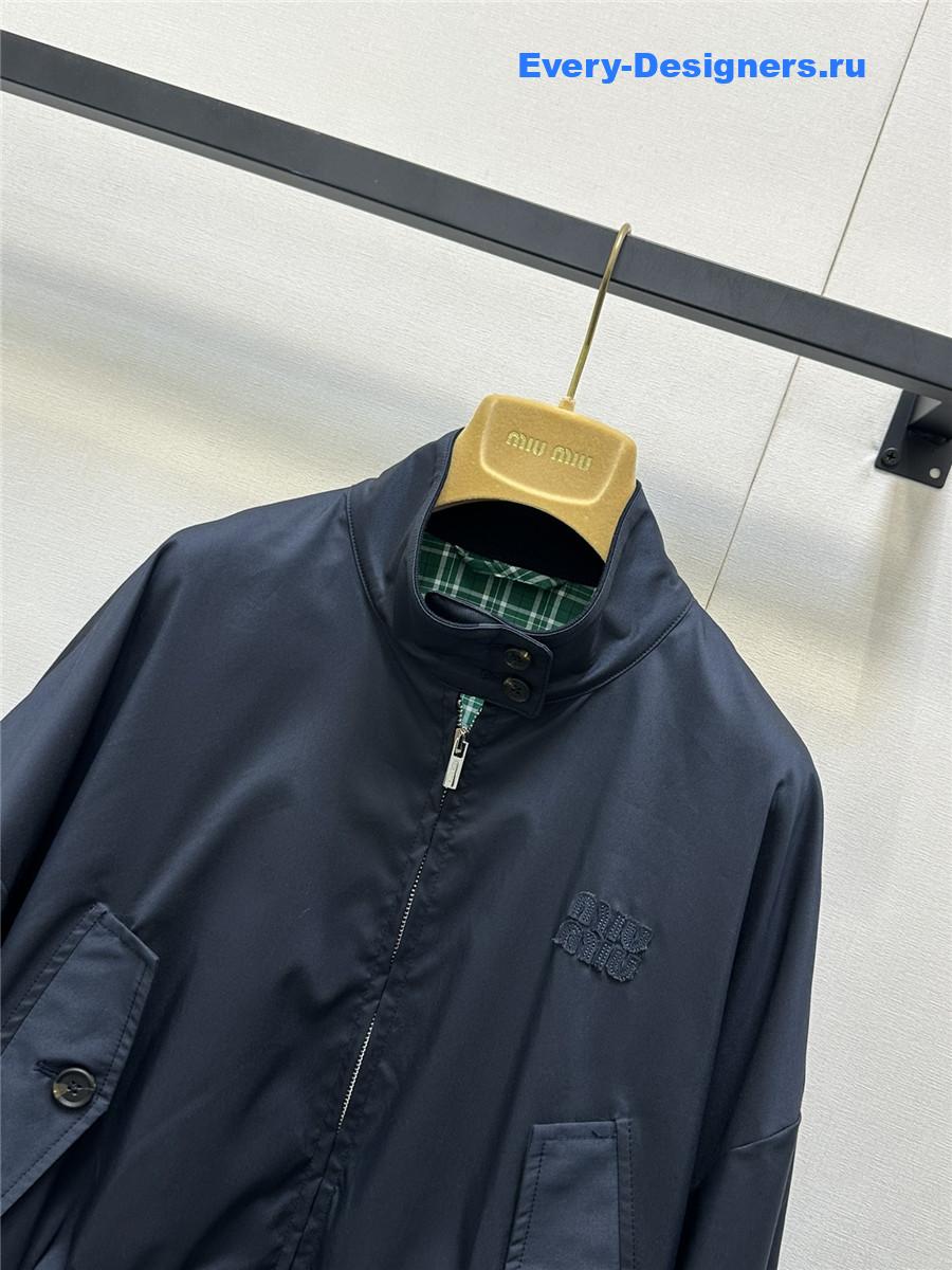 Miu Miu Navy Panama Cotton Jacket