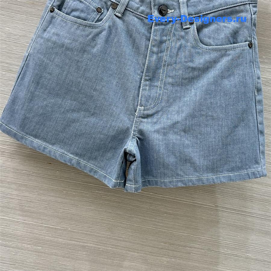 F**di ff embossed denim shorts