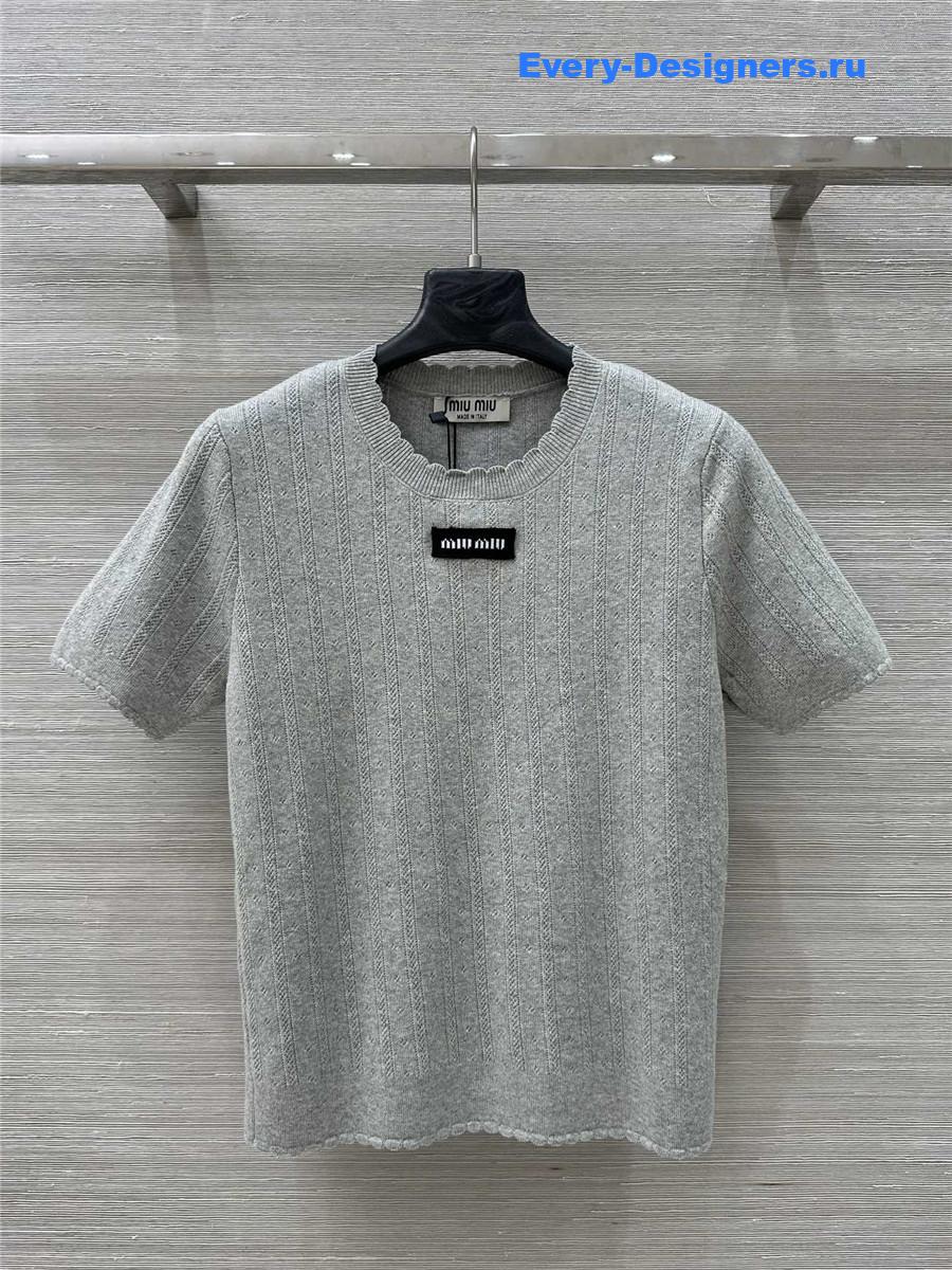 Miu Miu Grey Logo T-Shirt