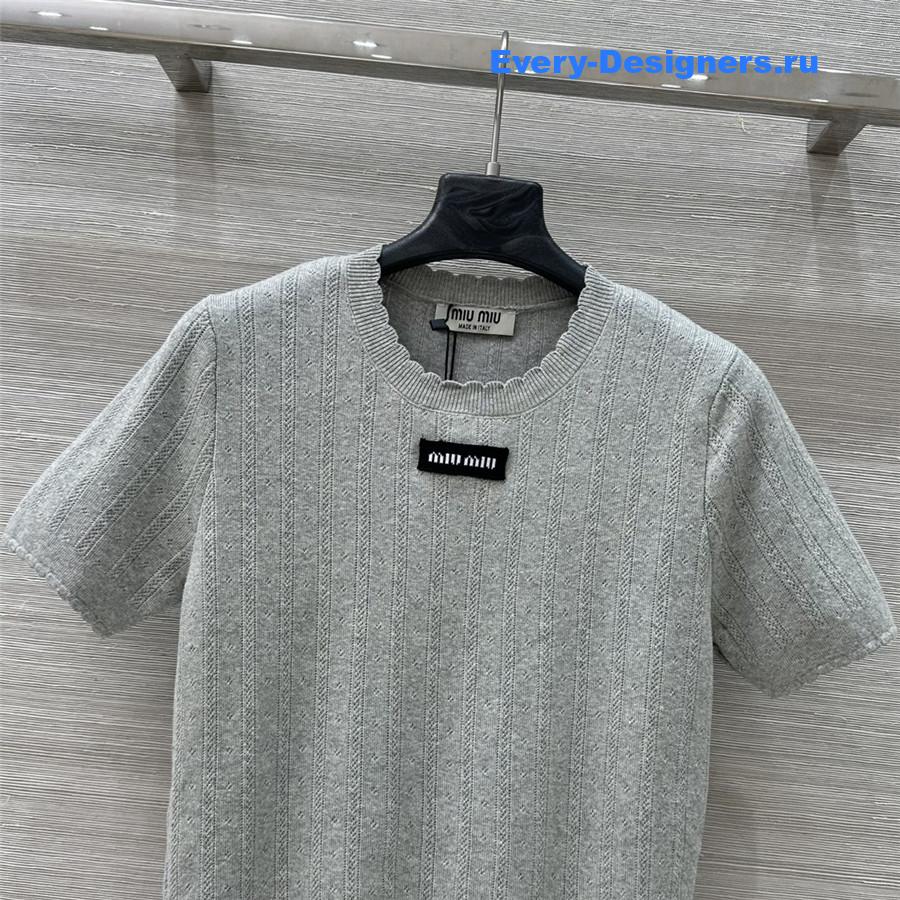 Miu Miu Grey Logo T-Shirt