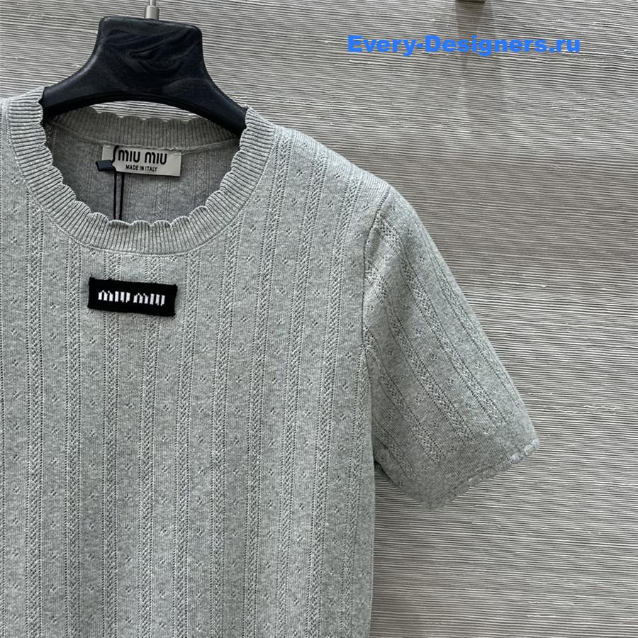 Miu Miu Grey Logo T-Shirt