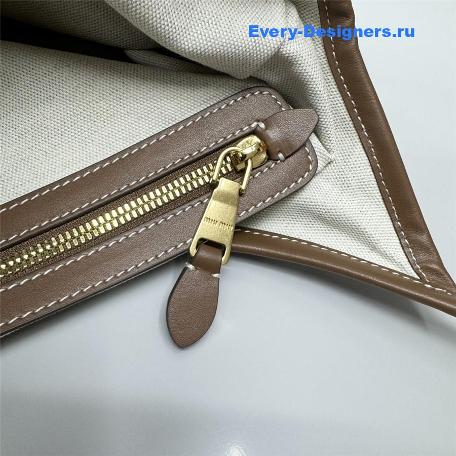 Miu Miu Ivy Brown White Striped Tote Bag