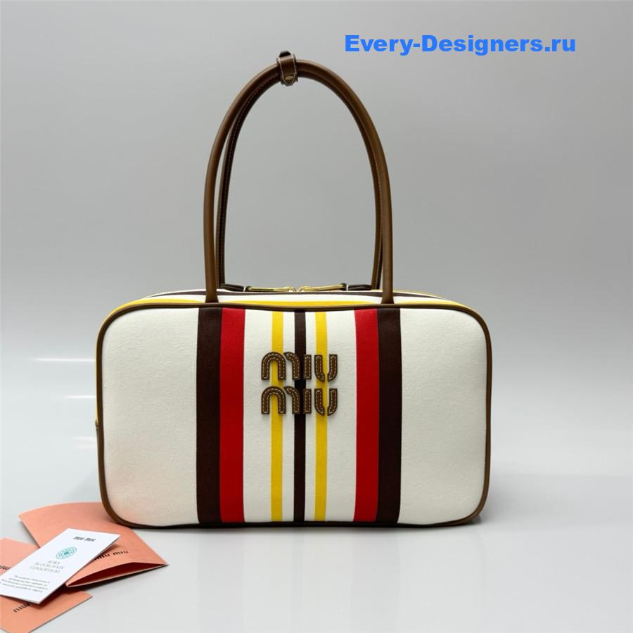 Miu Miu Beau Canvas and Leather Bag