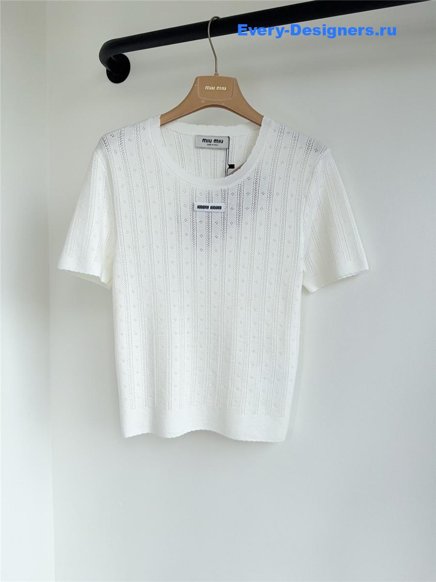 Miu Miu White Short-Sleeve Top