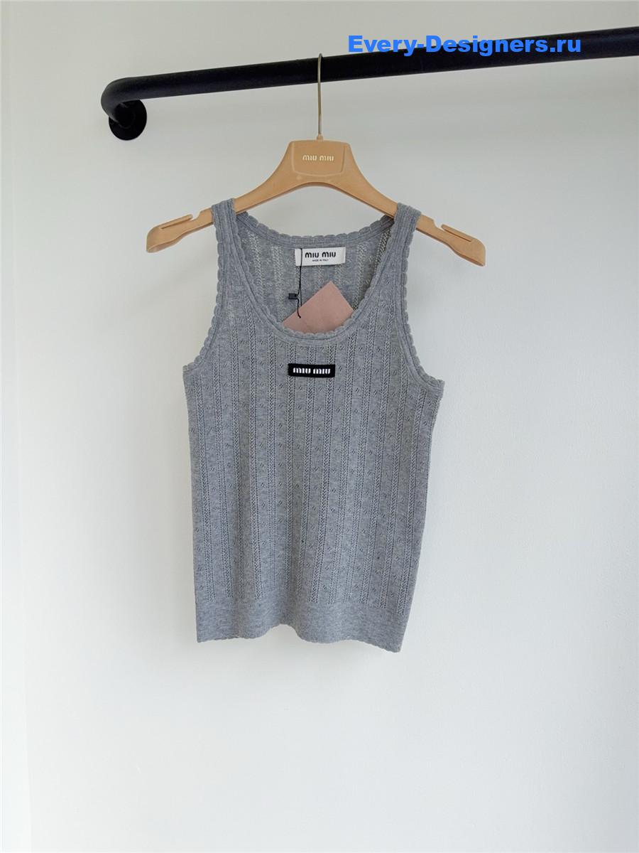 Miu Miu Gray Hollow Knit Tank