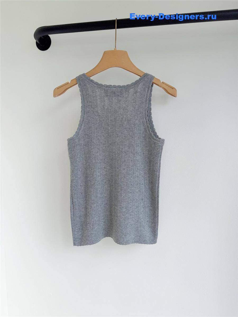Miu Miu Gray Hollow Knit Tank