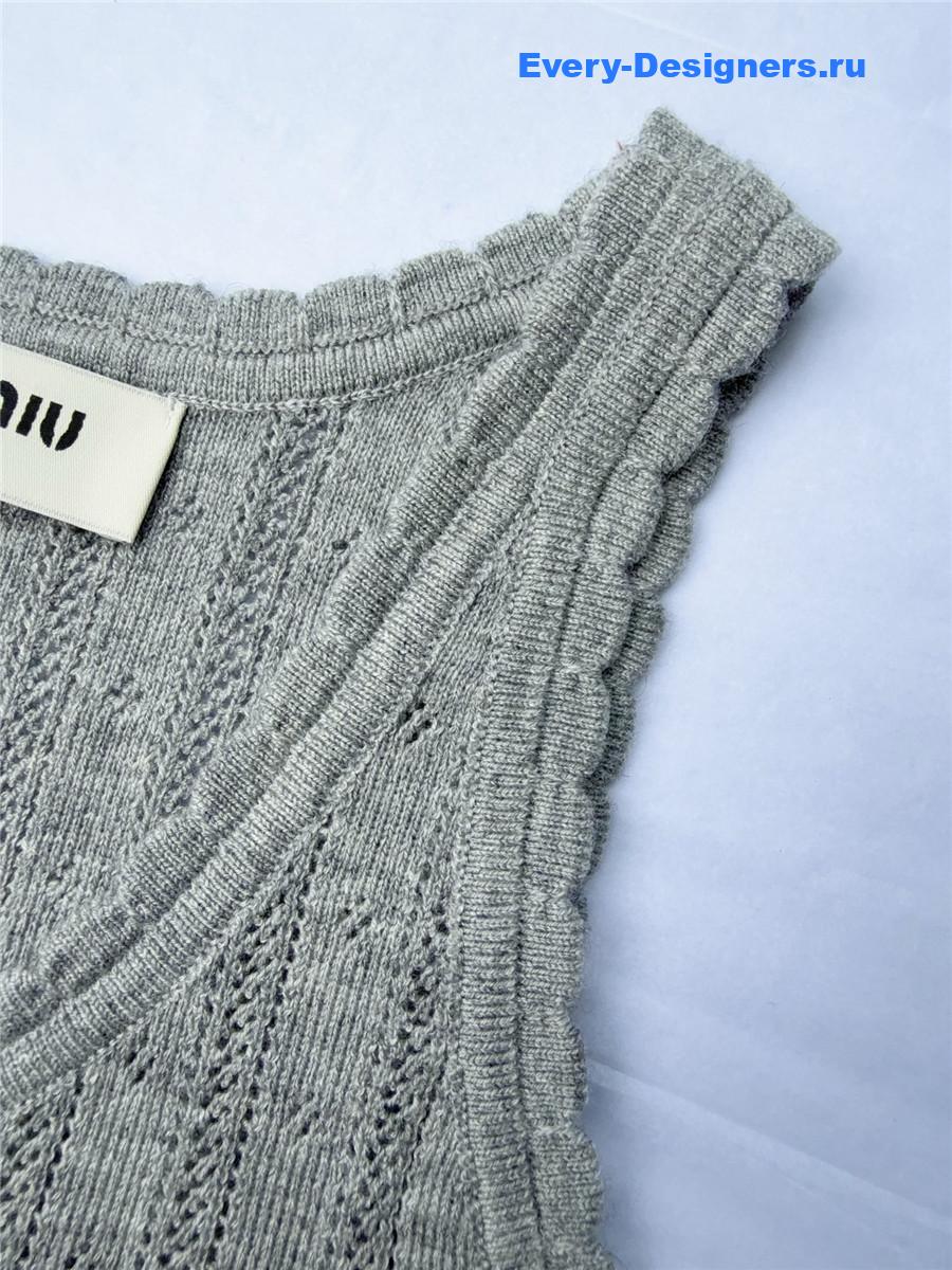 Miu Miu Gray Hollow Knit Tank