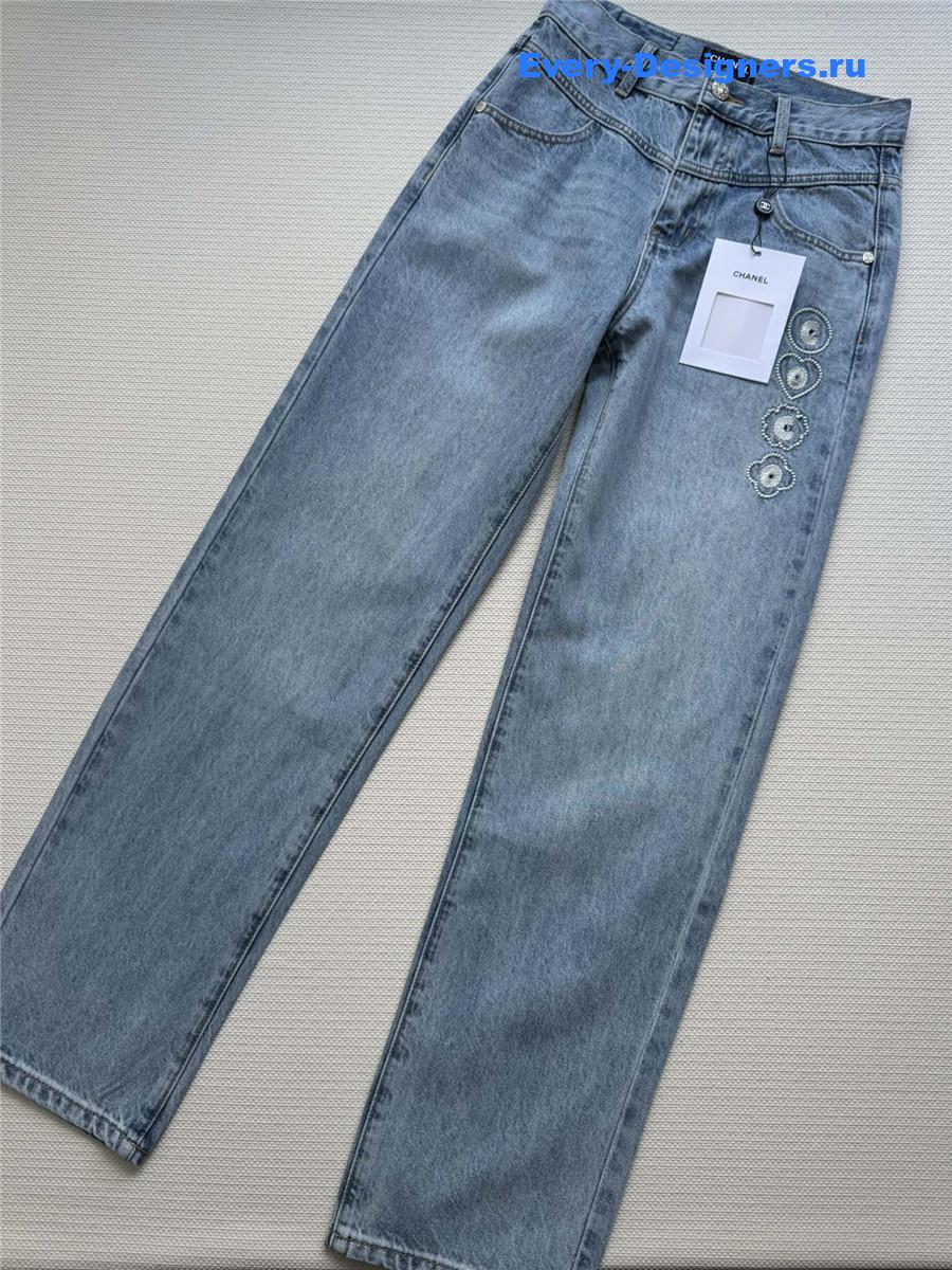 Ch**el light blue straight-leg jeans
