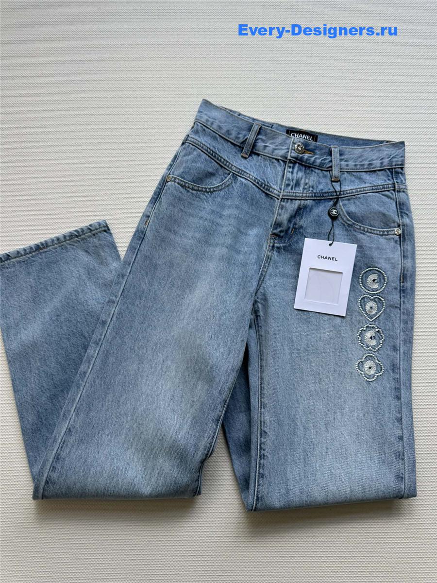 Ch**el light blue straight-leg jeans