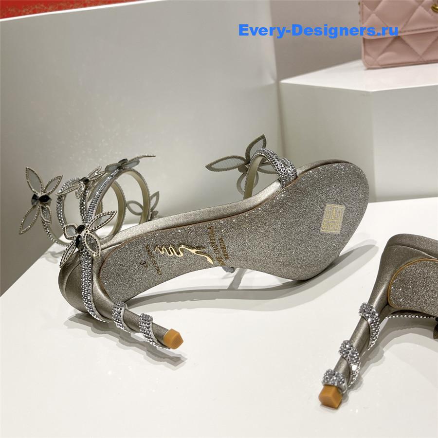 René Caovilla Margot Silver Rhinestone Sandals