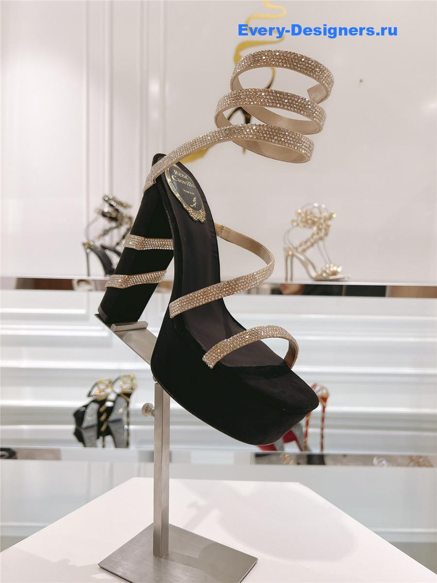 Rene Caovilla Cleo 155mm Gold Platform Sandals