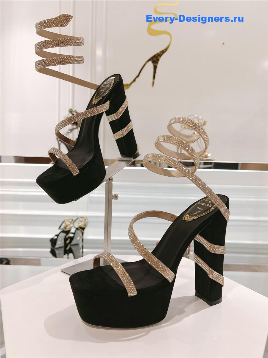 Rene Caovilla Cleo 155mm Gold Platform Sandals