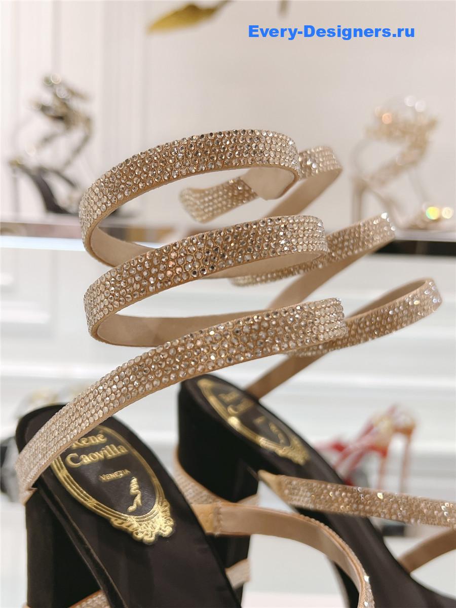 Rene Caovilla Cleo 155mm Gold Platform Sandals