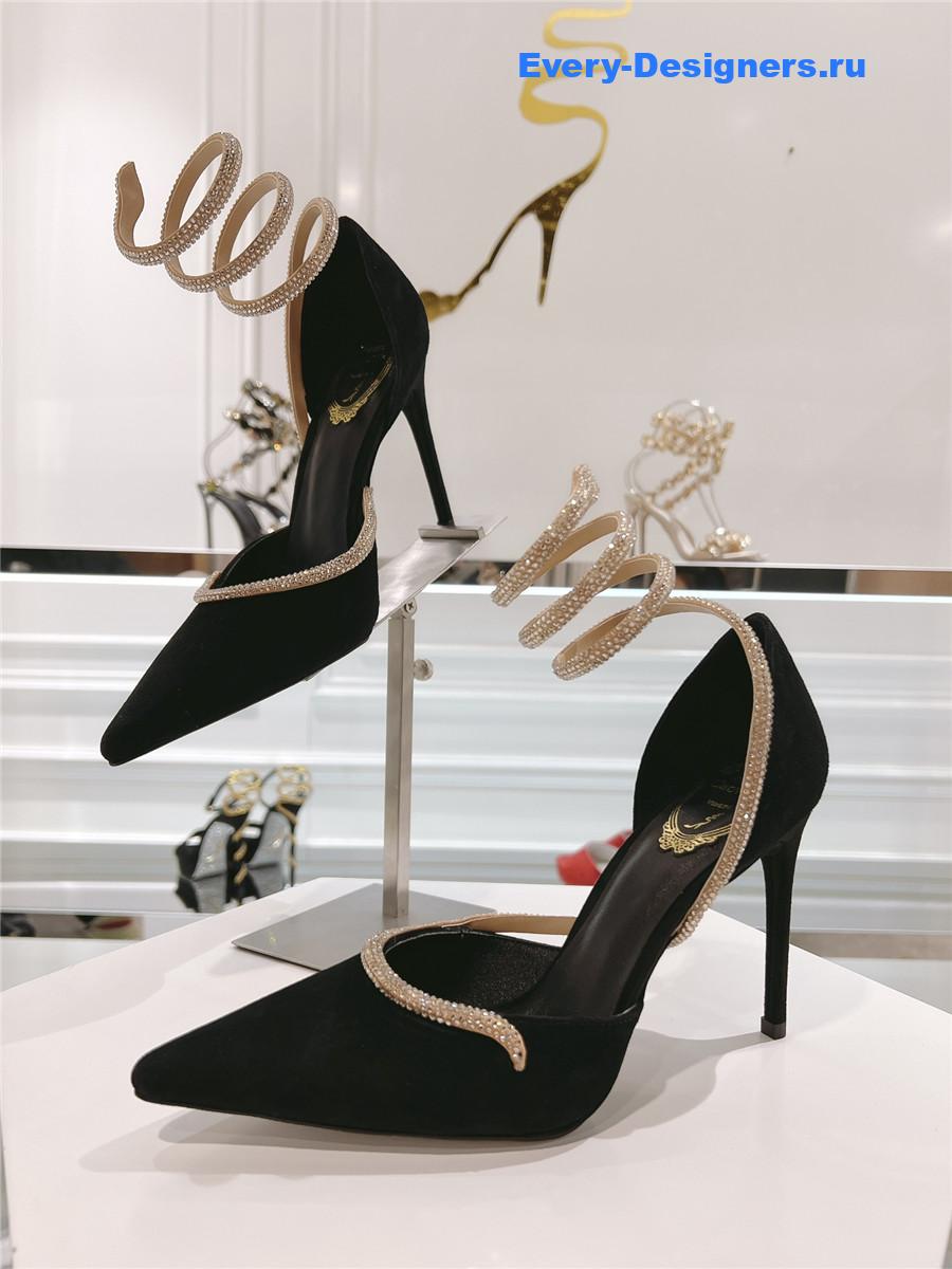 René Caovilla Cleo Black Wraparound Pumps