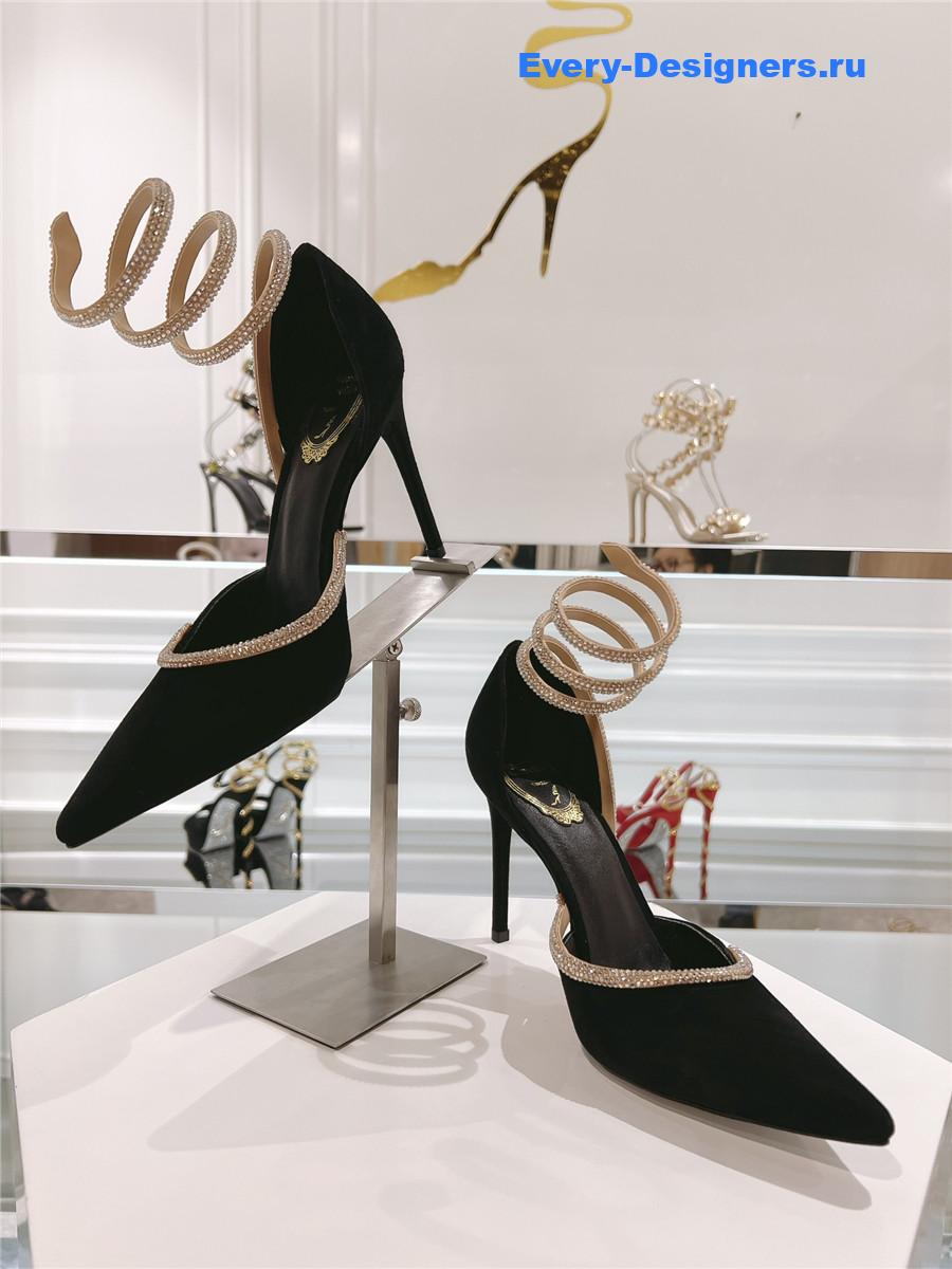 René Caovilla Cleo Black Wraparound Pumps