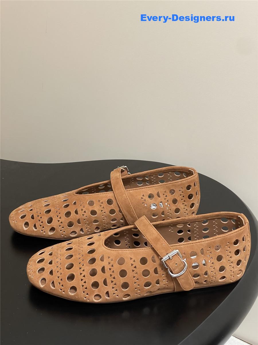 Alaïa Vienne Brown Leather Ballet Flats